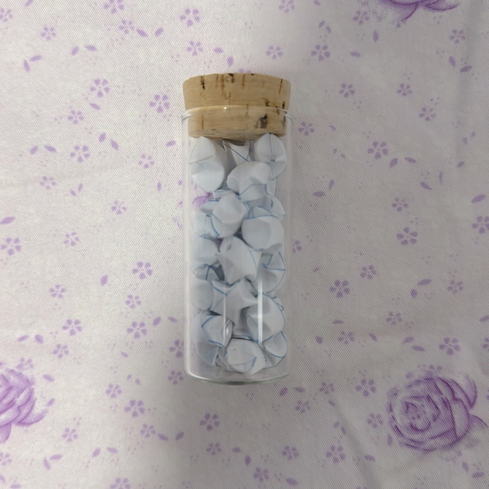 Luck Small Glass Bottle with Corc Stopper - DIY Origami Paper Stars
